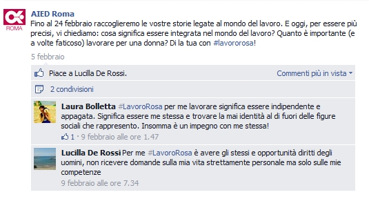 #lavororosa partecipazione utenti